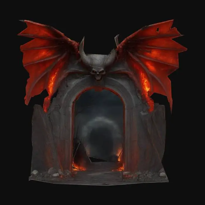 3D model for #arch#, Ultra-realistic, 
Gateway to hell guarded by Lucifer.
Realistic and highly detailed texture, Digital art, 4k, Fine details, Clean lines, Vivid colors., #arch#