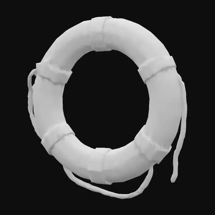 3D model for #ocean#, Cartoon style, Ultra-realistic, Old Trem Ring Lifebuoy. Designed for video games, Realistic and highly detailed texture, Digital art, 4k, Fine details, Clean lines, Vivid colors, Unity-ready, Character Design, mmorpg,, #ocean#
