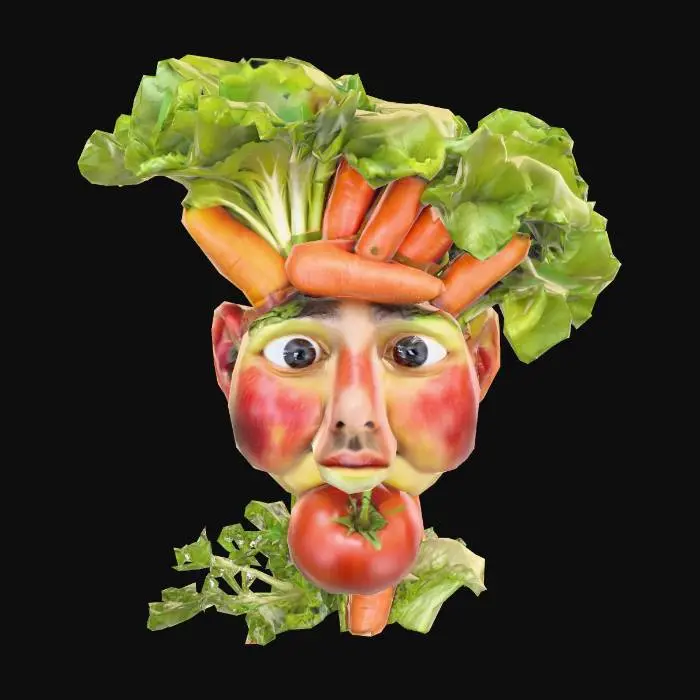 3D model for #food#, 
  Ultra-realistic, A face composed of fruits and vegetables, in the style of Giuseppe Arcimboldo.
#food#