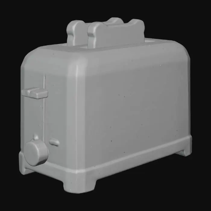 3D model for toaster with chrome sides and a slice of bread