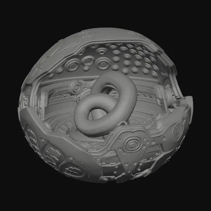 3D model for #EasterEgg2026#, L'Ovomorphe , Œuf d'Alien, est une capsule en forme de vulve contenant un Facehugger, Création de l'artiste Hans Ruedi Giger, style biomécanique.