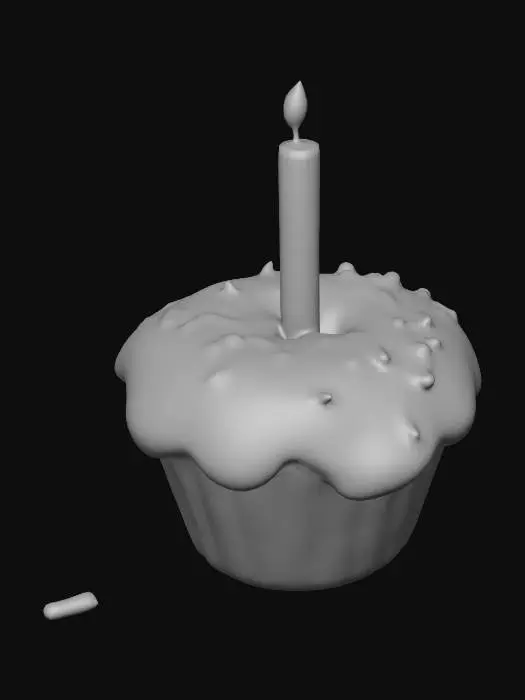 3D model for 촛불이 하나 꽂혀있는 미니 케이크