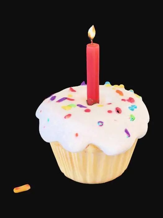 3D model for 촛불이 하나 꽂혀있는 미니 케이크