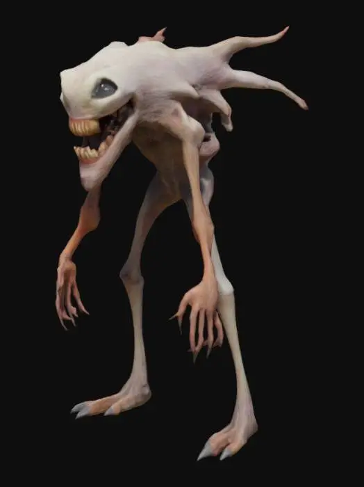 3D model for An extremely creepy creature with 2 arms and 4 legs and a giant forehead