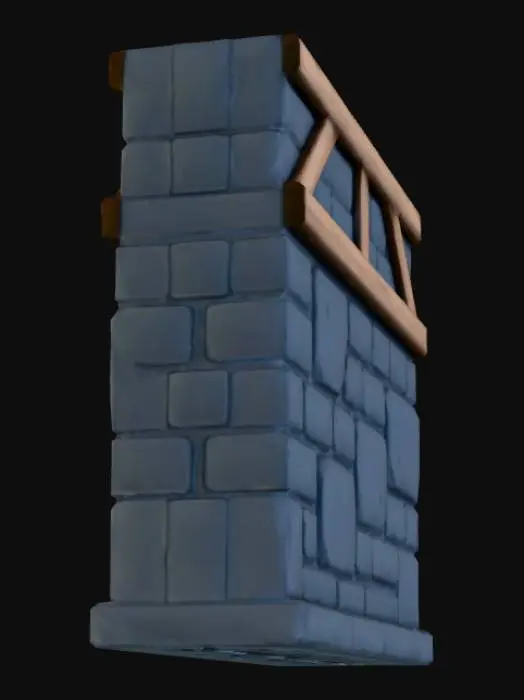 3D model for Stone Brick Wall with Wooden Beams