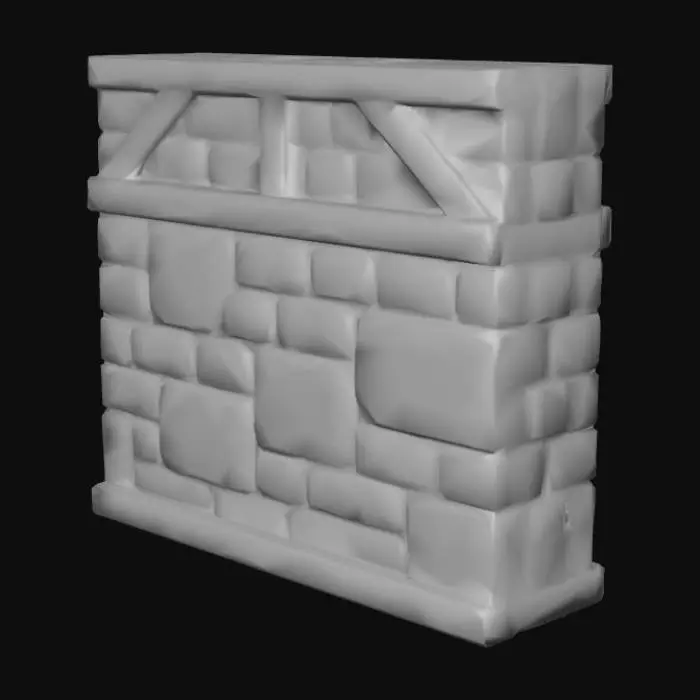 3D model for Stone Brick Wall with Wooden Beams