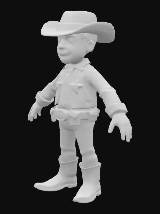 3D model for a plastic mold injected toy style solid blue old west sheriff