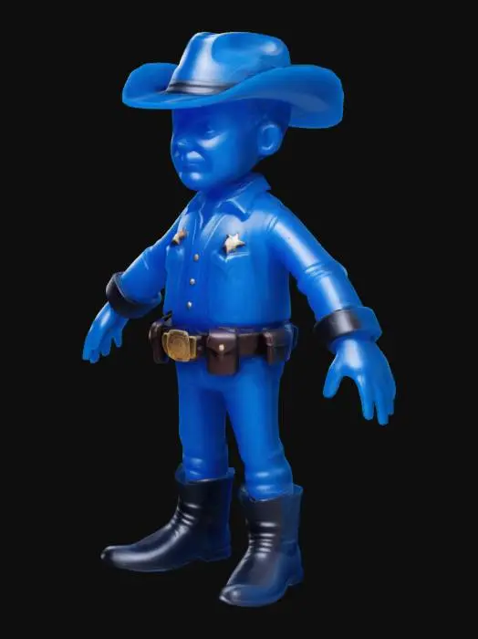 3D model for a plastic mold injected toy style solid blue old west sheriff