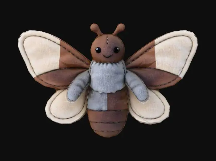 3D model for handmade cotton fabric moth shaped stuffed toy