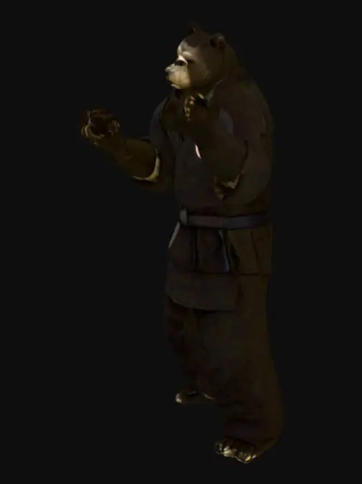 3D model for Karate Bear in Bamboo Forest