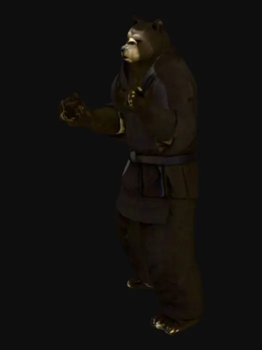 3D model for Karate Bear in Bamboo Forest