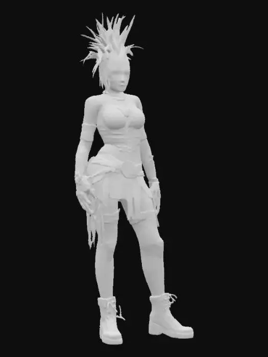 3D model for A red hair woman,ultraviolet painting, beaming colors, cybergoth,cyborg,dark lord face