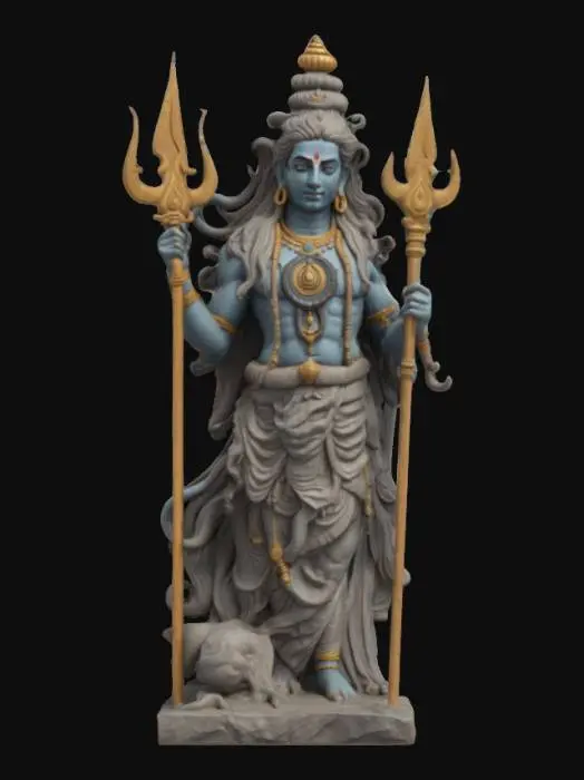 3D model for Lord Shiva and indian god ,highly detailed, high resolution, highest quality, best quality, 4K, 8K, HDR, studio quality beautiful, elegant, realistic, ultra realistic