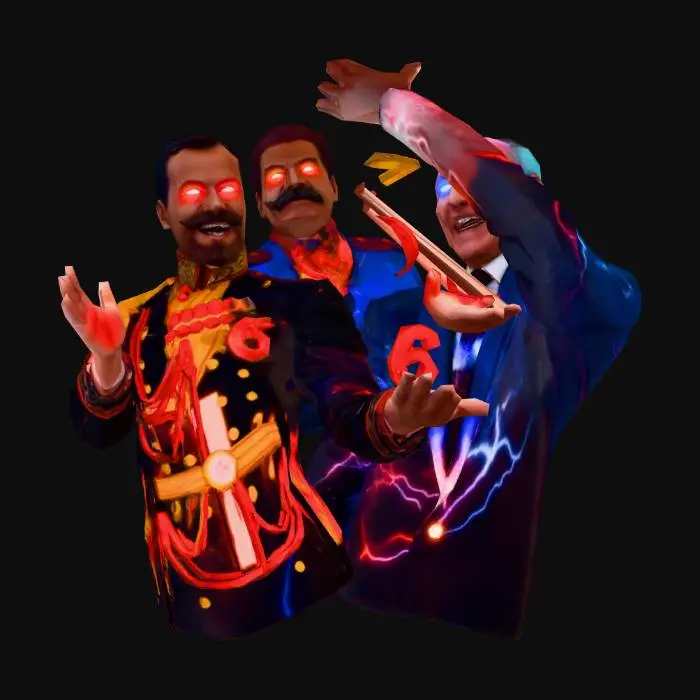 3D model for Six and Seven in the Lightning Storm Vladimir Putin, Nikolai 2 and Stalin