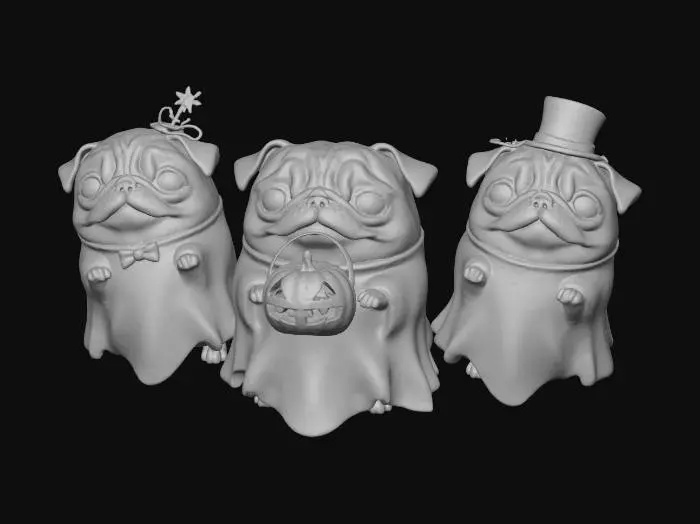 3D model for Pug Ghost Trio