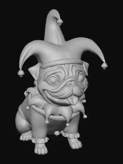 3D model for Cute pug in jester costume