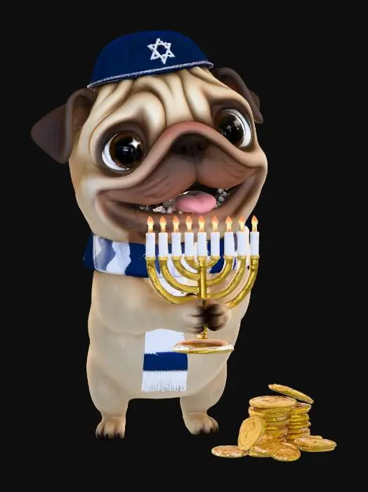 3D model for #Christmas2025#, hanukkah pug, #Hanukkah2025#