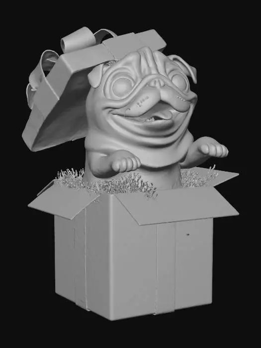 3D model for Pug Present Surprise, #Christmas2025#