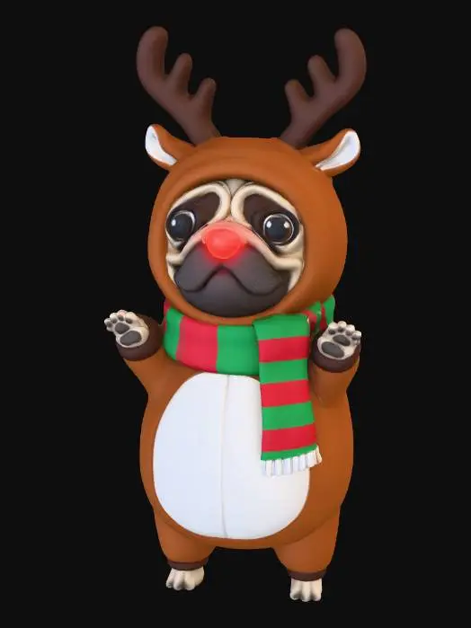 3D model for Rudolph Pug, #Christmas2025#