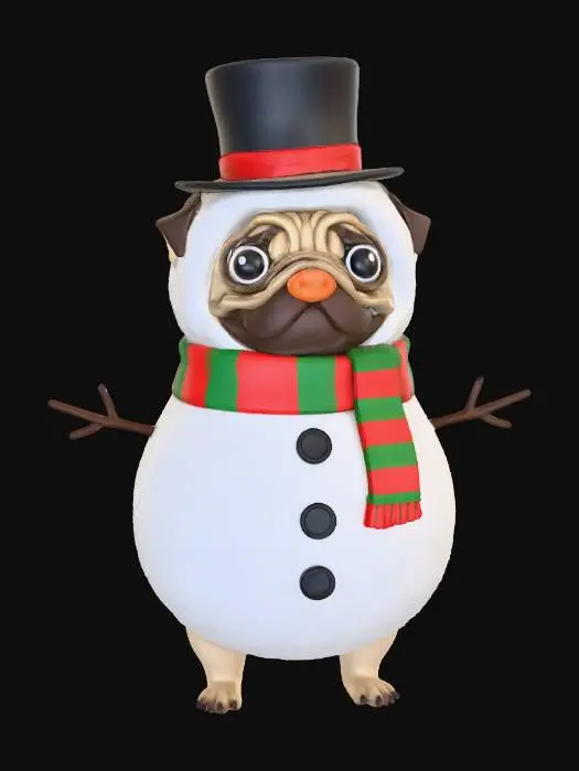 3D model for Pug snowman, #Christmas2025#