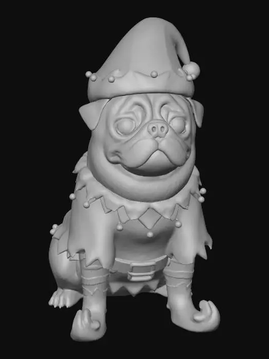 3D model for #Christmas2025#, christmas pug elf