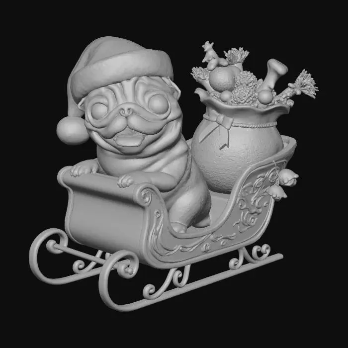 3D model for Santa Pug's Sleigh Ride, #Christmas2025#