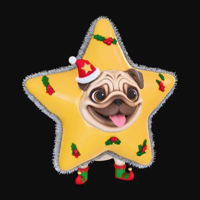 3D model for Pug Christmas Star, #Christmas2025#