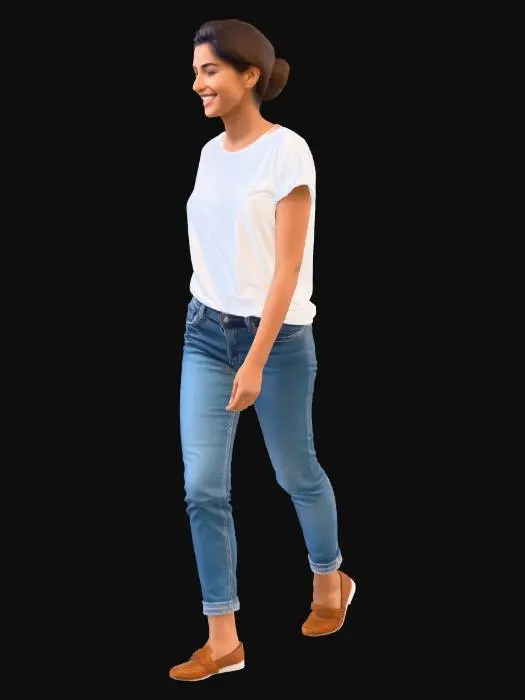 3D model for Casual Stride in White Tee and Jeans