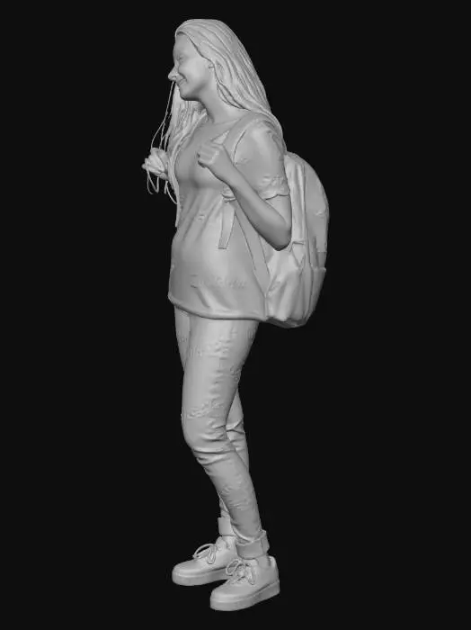 3D model for Casual Student with Backpack