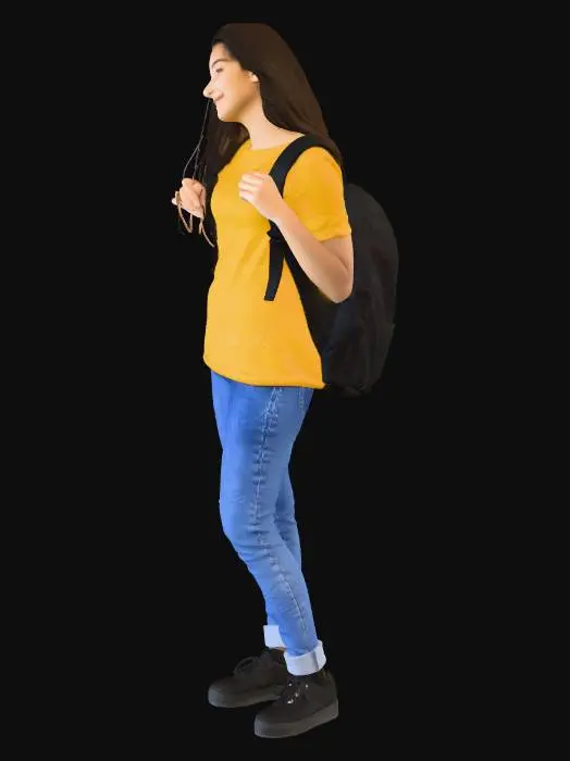 3D model for Casual Student with Backpack