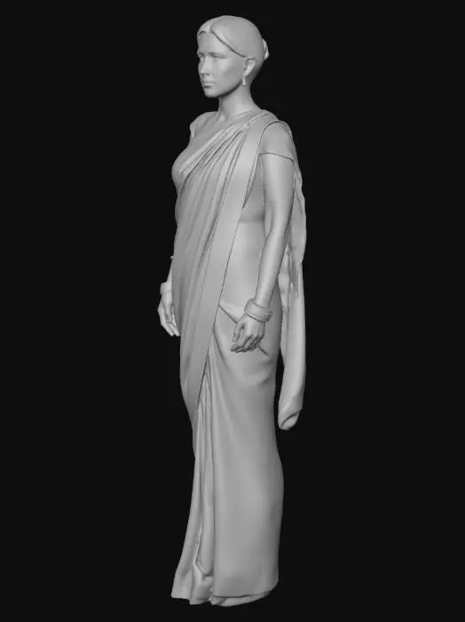 3D model for Elegant Purple Saree Portrait