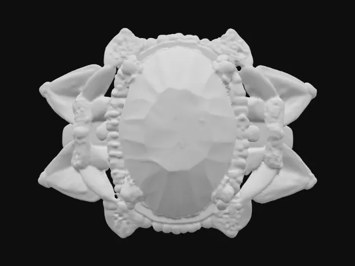 3D model for A platinum Amethyst  ring, tourmaline is in oval stepped cut , elegant vivid purple colore and transparent, four pieces of pear shape diamonds on each side of the main stone,small round and princess cut diamond are decorated among the pear shape diamonds