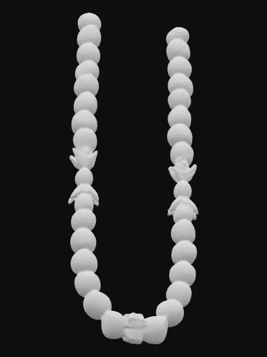 3D model for A elegant jade necklace with diamond clicks, jade beads are all in round shape with size of 4mm , total length of the necklace is 48cm, jade beads are in bluish green color and translucent, the necklace can be used as bracelet too.