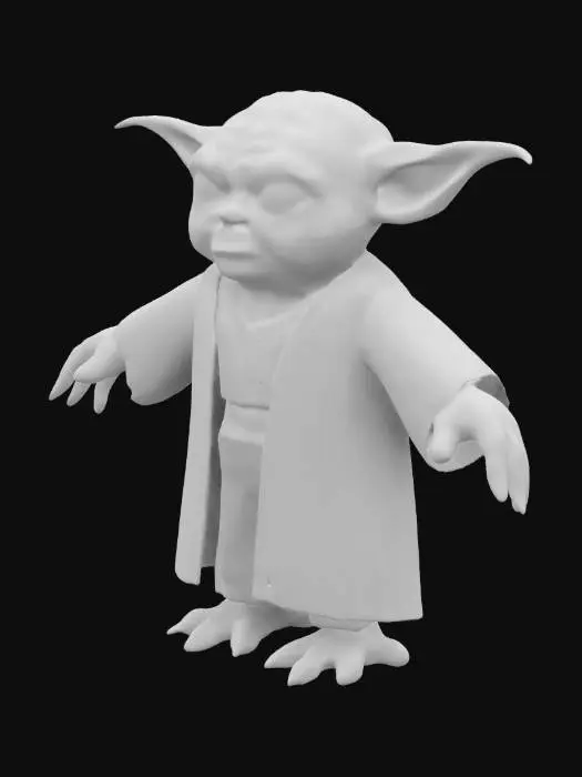 3D model for Older, wrinkled, Yoda, unreal engine 5, highest quality, highest resolution, insane detailed, character design, z-brush, v-ray, good proportions, good anatomy, good hands, good face, high quality, no weapons, T-pose, arms apart, fingers spread