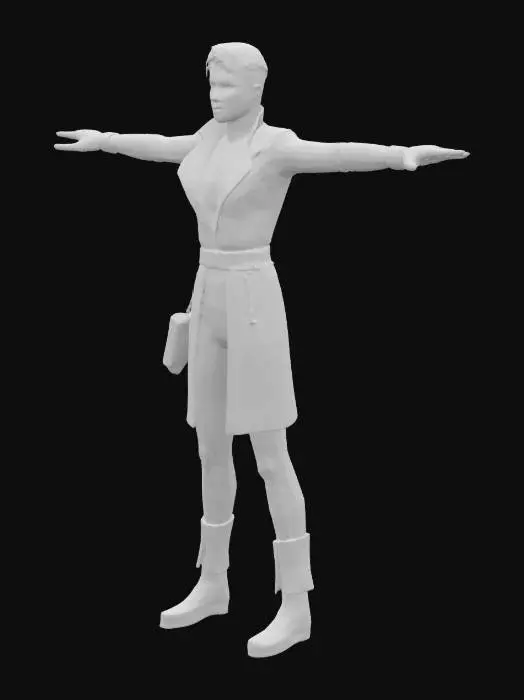 3D model for Cyberpunk male character, High‑precision; T‑pose; each fingers distinctly spaced apart; smooth topology; short hair, unarmed.