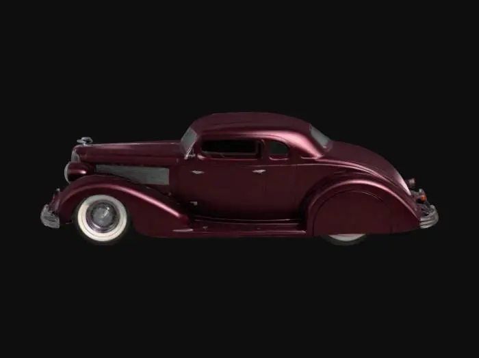 3D model for Chop_Royale_______This fully customized 1930s luxury coupe has been radically transformed into a low-slung masterpiece. The roof has been chopped for a sleek, aggressive profile, while the body has been channeled over the frame for a dramatically lowered stance. Fenders are skirted for a smooth Art Deco silhouette, and all trim has been shaved for a clean, show-ready look.