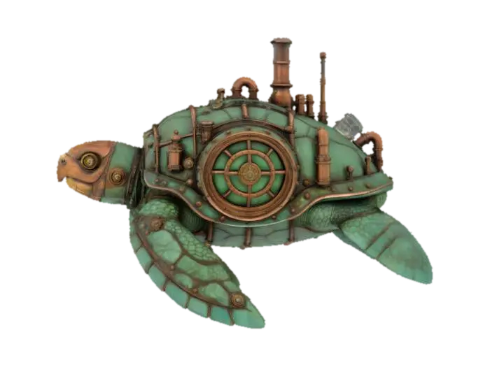 Nautilus Chelonia _ steampunk_submarine_#ocean# 3D model, vytvořený pomocí AI