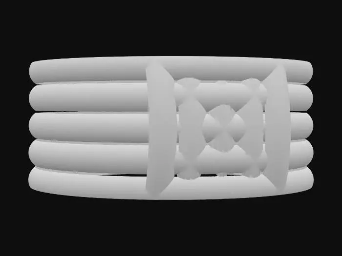 3D model for Imperium Band_A golden ring of layered power, centered by a radiant square core, embodying strength, order, and timeless authority