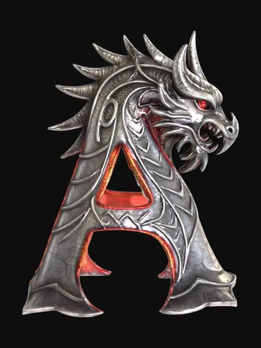 3D model for Dragon_Letter_A