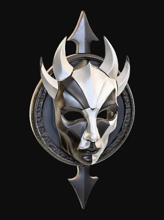 3D model for Fractured Mask
"A cubist fractured mask emblem inspired by Picasso, sharp geometric shards, bold contrast, circular gothic border. #Legacy #TDITOM"