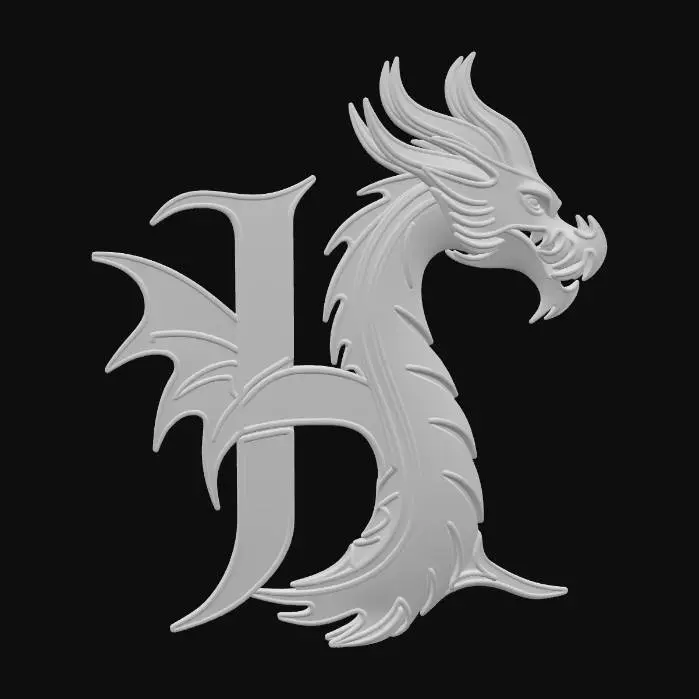 3D model for Dragon_letter_H