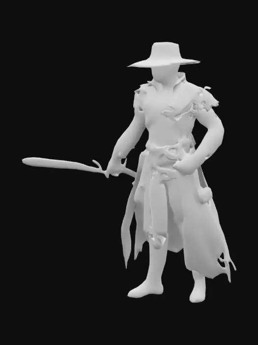 3D model for bloodborne hunter, badass, sword, fromsoftware,tall,detailed