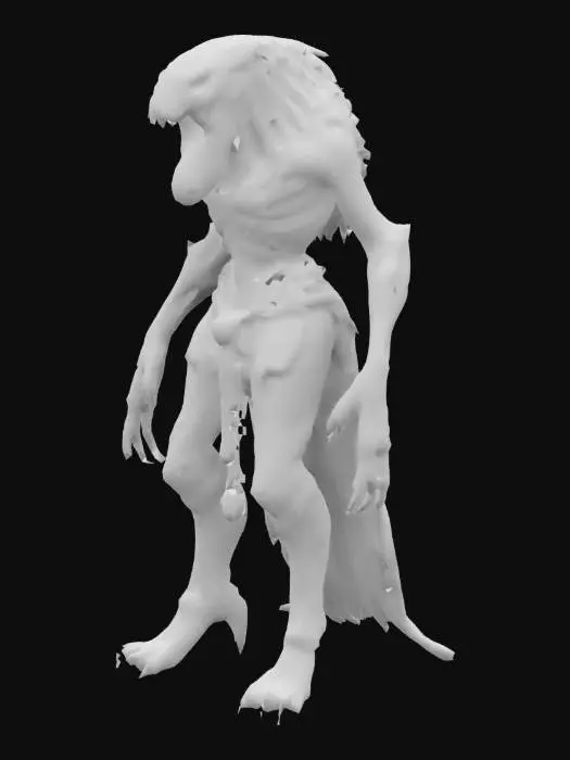 3D model for a vicar amelia creature from bloodborne, looks white and has a big mouth, looks very powerfull and detailed, is blood-starved