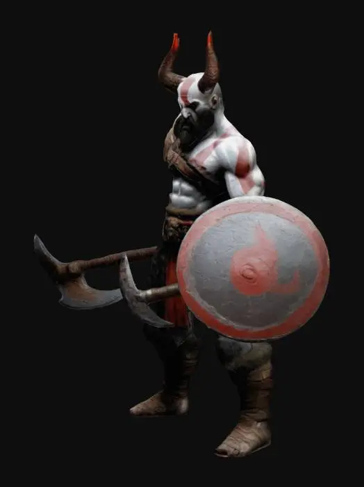 3D model for god of war, soldier, weapons