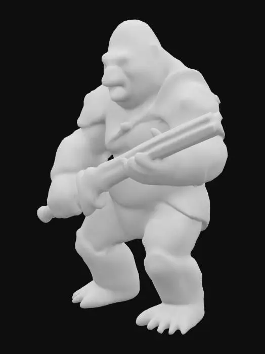 3D model for a gorilla in a red armor with a sword , loos realistic and detailed, looks like king kong and looks strong