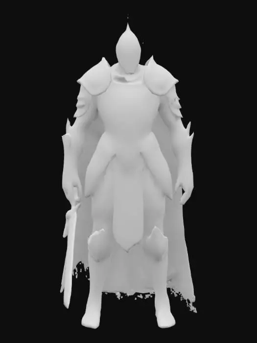 3D model for The object features a menacing medieval design with jagged angular armor, intricate ribbed patterns, a dark metallic texture, and a long, sharp weapon., 