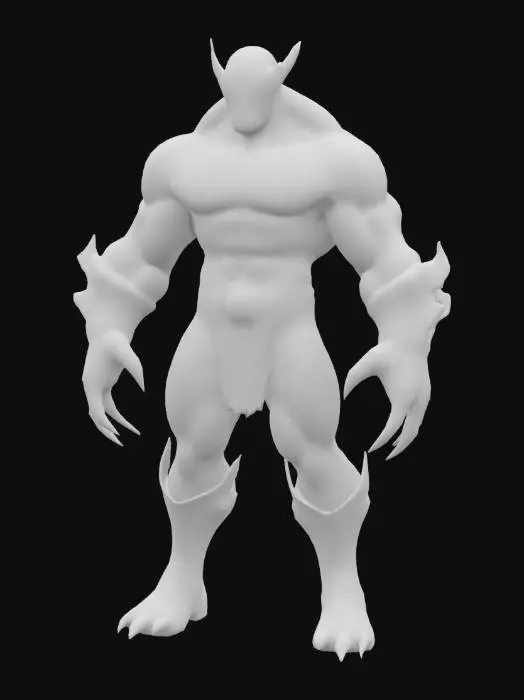 3D model for The object is a muscular, humanoid figure with sharp, metallic claws, wearing a form-fitting, textured yellow and blue costume with a distinctive mask featuring pointed elements.,