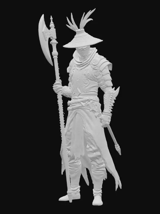 3D model for bloodborne hunter with axe and hat. bedecktes gesicht was man nicht sieht