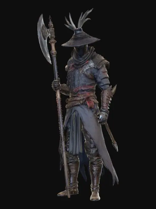 3D model for bloodborne hunter with axe and hat. bedecktes gesicht was man nicht sieht