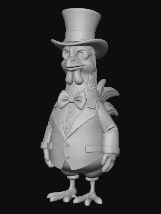 3D model for #Thanksgiving#, an chicken with an hat and a suite